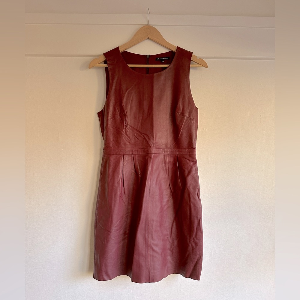 Madewell (Broadway and Broome) Leather Shift Dress - Size 4 - Burgundy